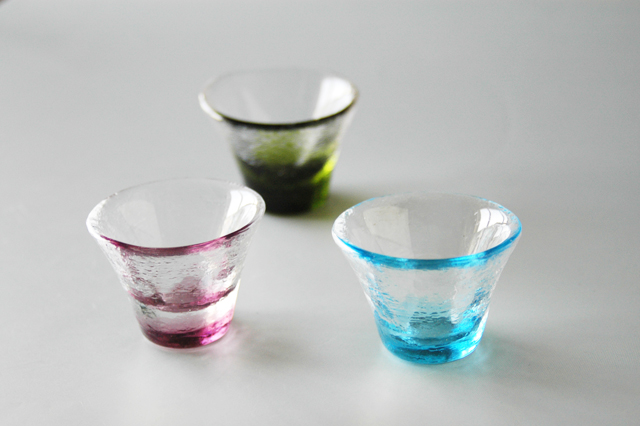硝子ミニ珍味入反り丸 若水／浅紫／若草