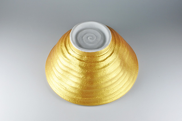 美濃焼】ゴールド釉変形7．0丼 21cm×20．5cm×高さ9．8cm