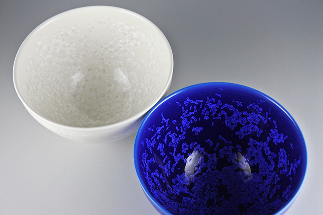 美濃焼】結晶抹茶碗 青／白 直径12cm×高さ7cm