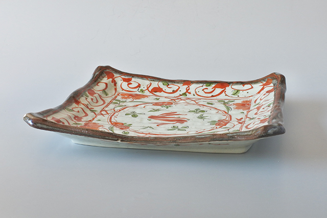中国美術　赤絵角皿　9枚　トヒコカ　東さ7-0713☆2F 中国美術 赤絵角皿 9枚 トヒコカ 東さ7-0713☆2F （楽天市場