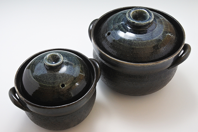 萬古焼】直火 ルリ釉ごはん土鍋 ２合／４合