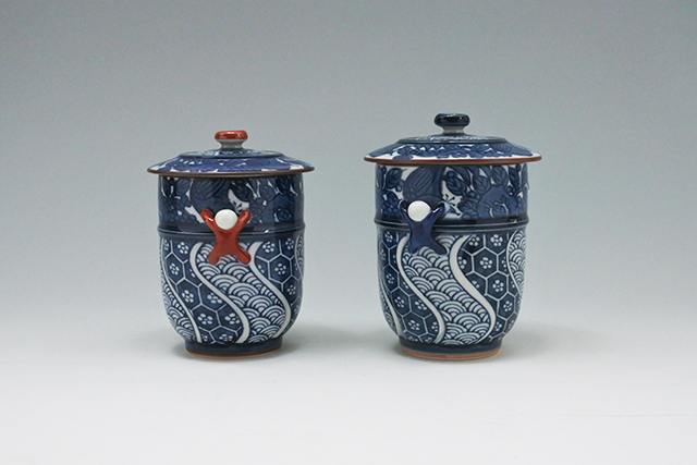 有田焼】花鳥一閑人 蓋付き長湯呑 小直径7.6cm×高さ10 有田焼】花鳥一閑人 蓋付き長湯呑 小直径7.6cm×高さ10