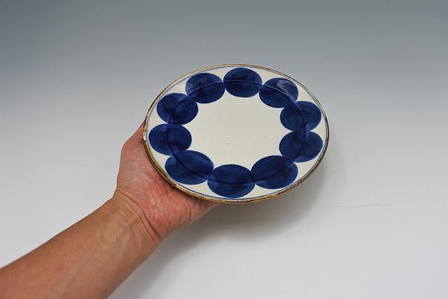 波佐見焼】藍ぜん窯 ブルー丸紋6寸丸皿 直径18．7cm×高さ
