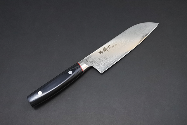 酔心】重め太め ニッケルダマスカス 三徳包丁 刃渡り１７ｃｍ 約２２０ｇ