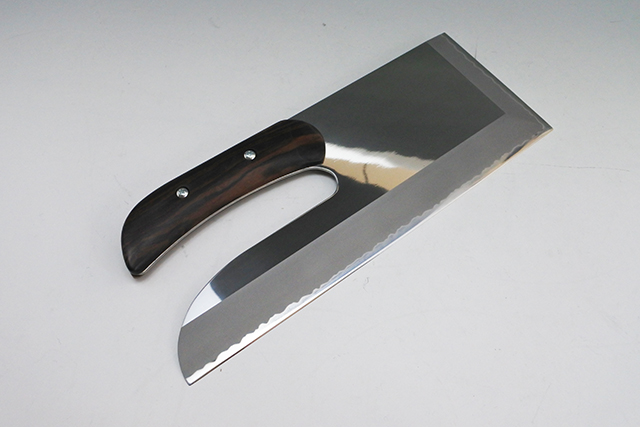 越前刃物 蕎麦切包丁 ステンレス鋼 300mm 黒檀曲柄 麺切包丁 包丁 越前
