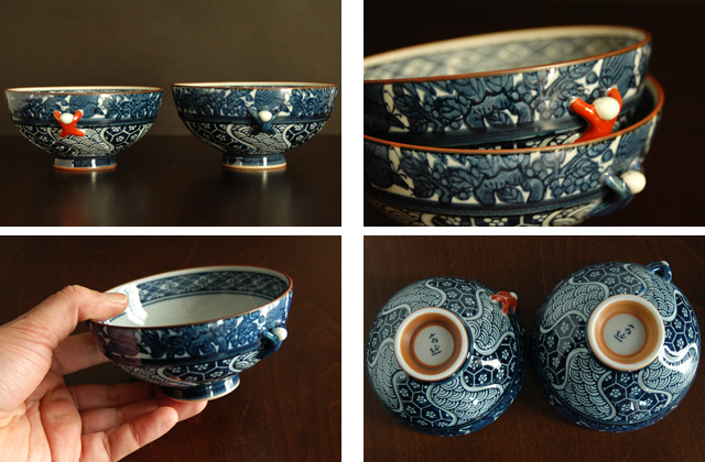 有田焼 英祥窯 赤絵 一閑人 ペア蓋付き湯呑み 茶碗 - メルカリ