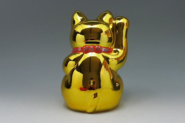常滑焼】縁起物 金運アップ？！ 金 小判付き招き猫 5号～10号