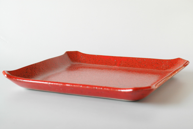 紅天目２４ｃｍ角皿