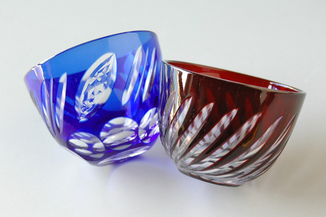 ガラス】切子 盃 珍味入れ 径5．5cm×高4．2cm