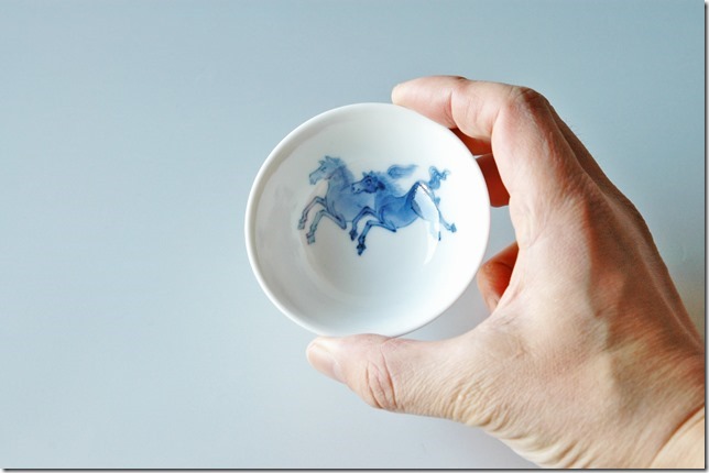 有田焼】駿馬盃 李荘窯 口径8cm