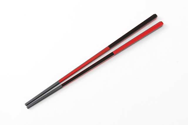 食洗機OK樹脂製】面取角塗箸 赤黒市松 22．7cm 業務用高級箸